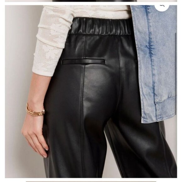 Evereve Jules Faux Leather Pants Women's Small black loose baggy elastic Drawstr - Picture 3 of 12